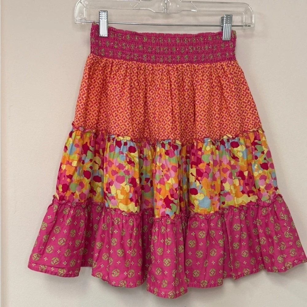 Children's Place: Girls Multicolored Pink/Orange Tiered Skirt, Size 14